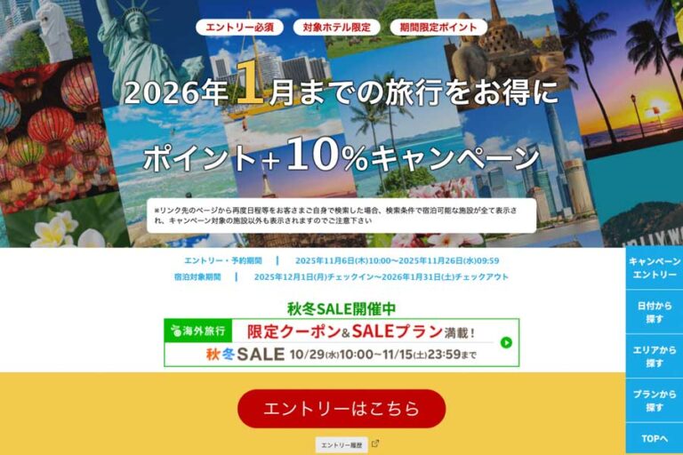 楽天旅行推出海外酒店訂房 10% 積分回贈活動