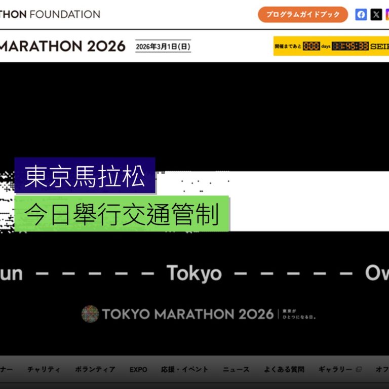 東京馬拉松今日舉行 交通管制生效