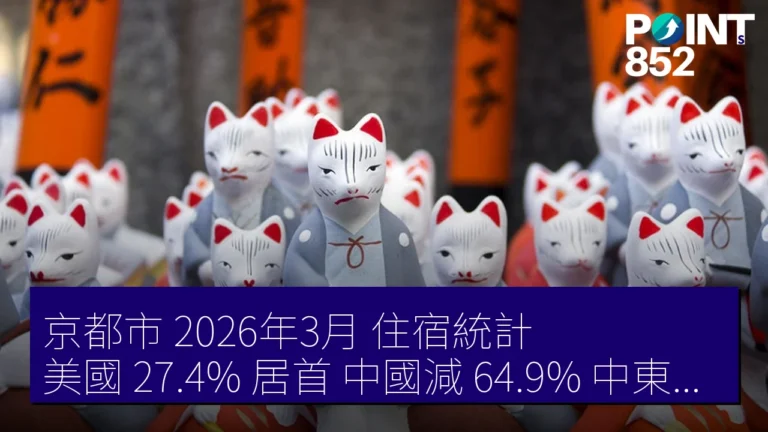 京都市 2026年3月 住宿統計：美國 27.4% 居首 中國減 64.9% 中東減 36.1%