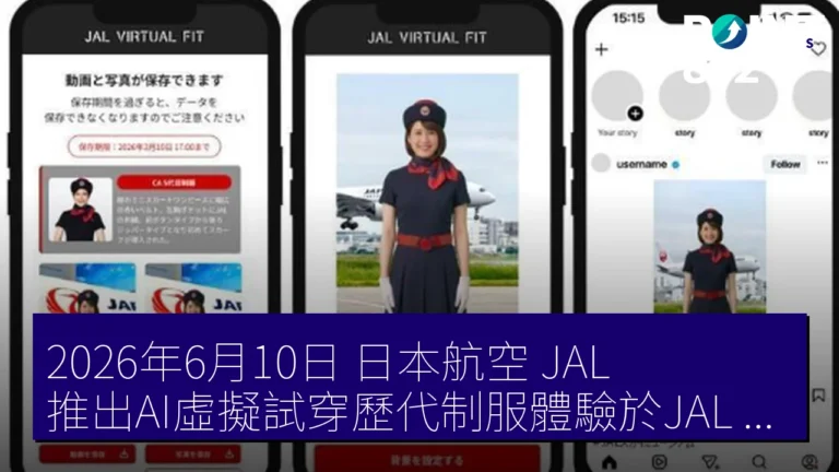2026年6月10日 日本航空（JAL）推出AI虛擬試穿歷代制服體驗於JAL SKY MUSEUM