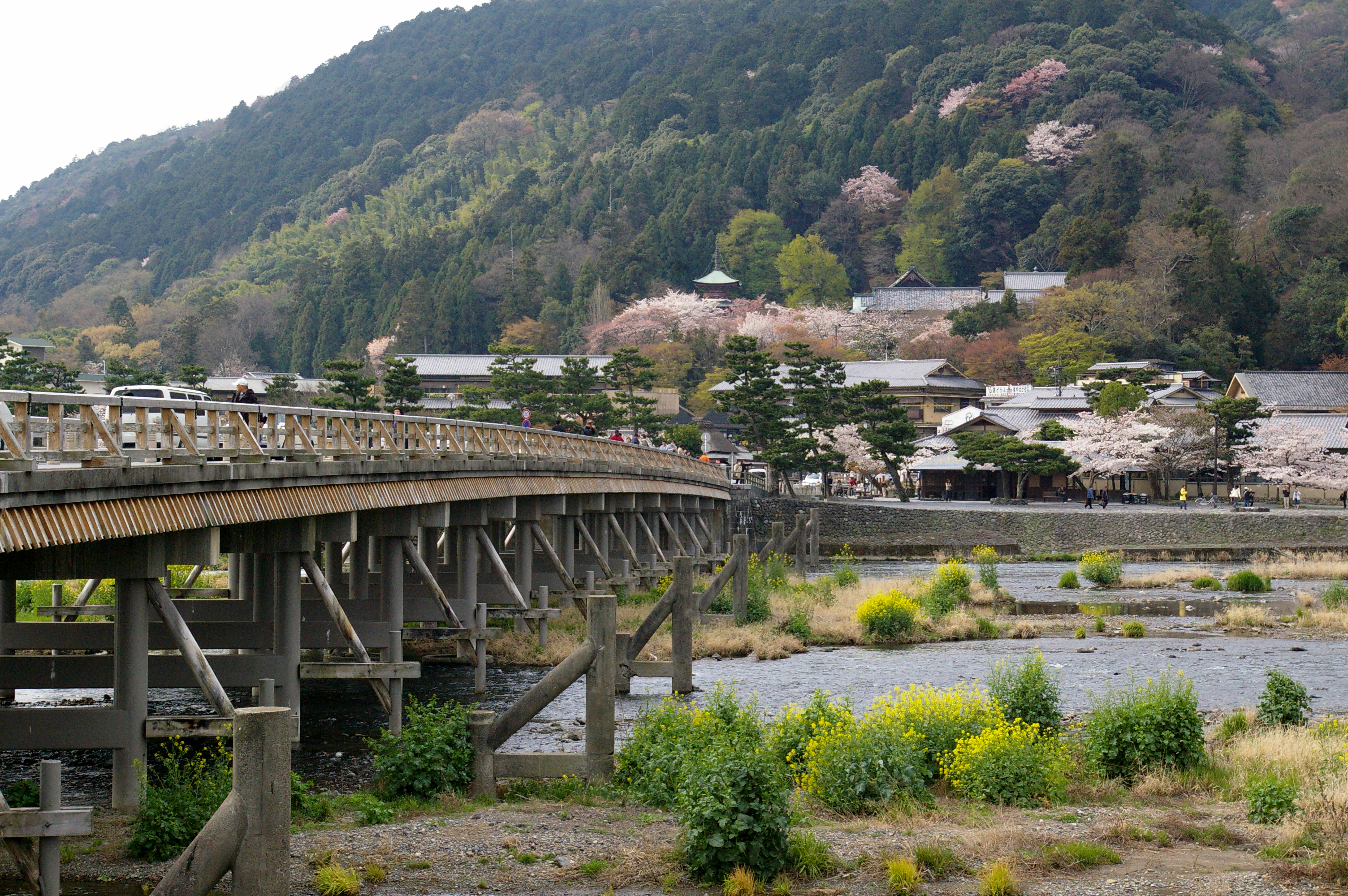 嵐山渡月橋橫跨保津川