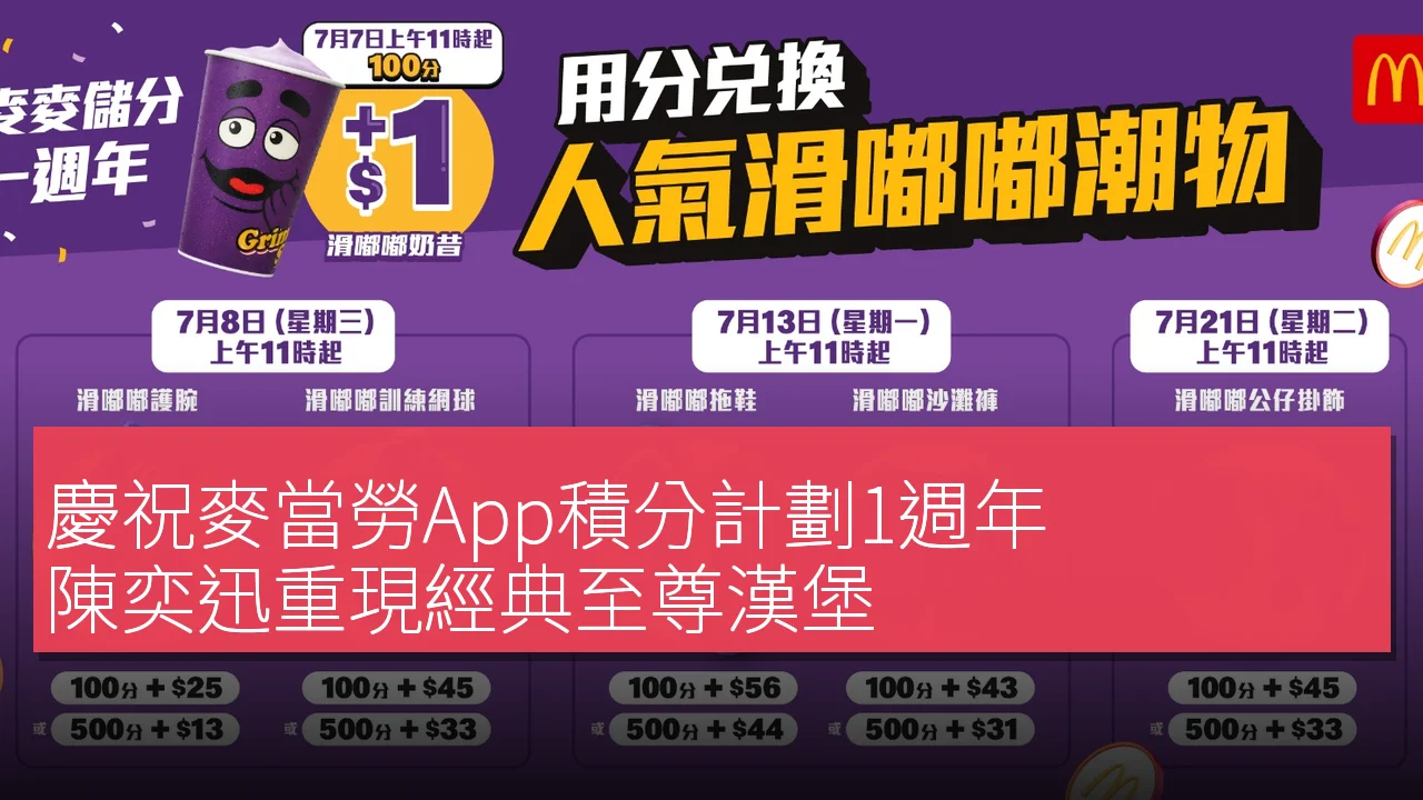 慶祝麥當勞App積分計劃1週年！陳奕迅重現經典至尊漢堡