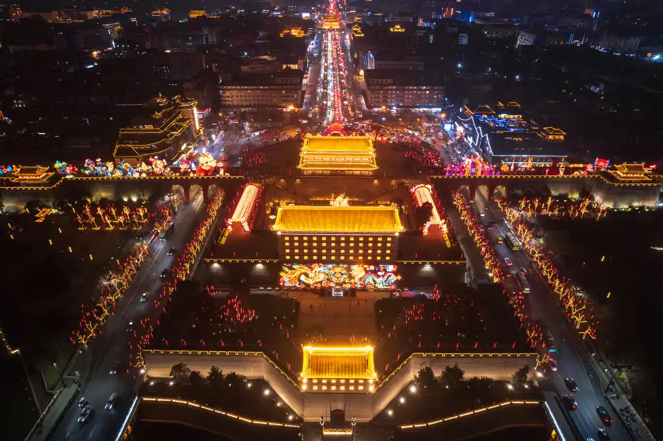 西安城牆夜景燈光